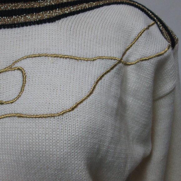 Amoda Vintage Nautical embroidered beaded Anchor Sweater Size Sz X Large XL - Picture 7 of 14